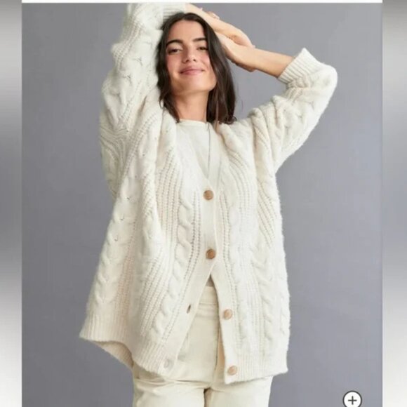 NWT Jenni Kayne Cable Cocoon Cardigan in Ivory Size XS - Picture 12 of 12
